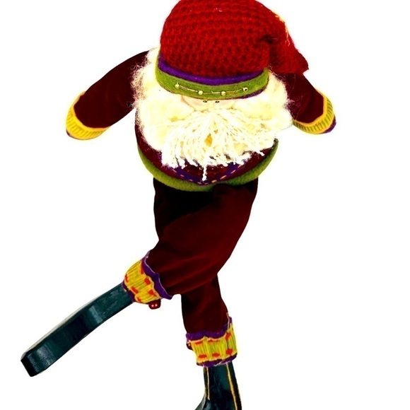 PRIMITIVE Santa Clause Shelf Sitter Christmas Decor Wooden Boots Fuzzy Beard 17” - Picture 5 of 13